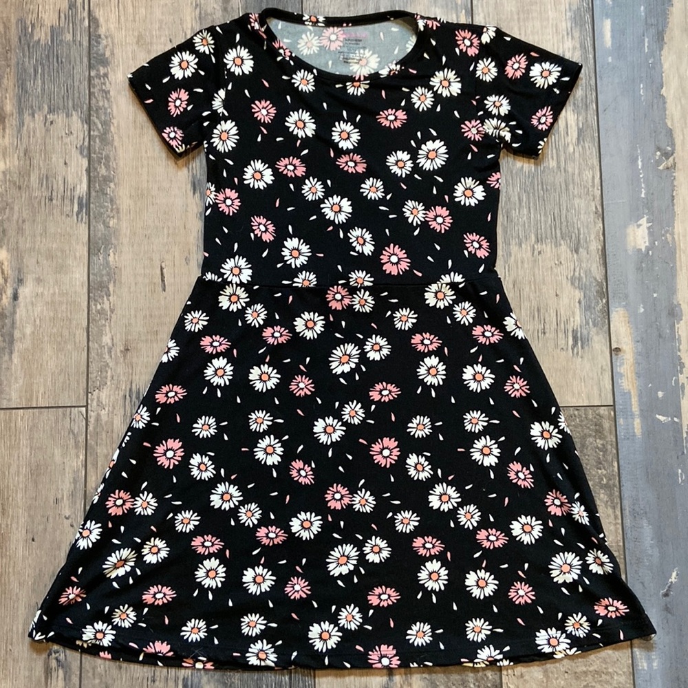Sophia & Lily Girls Knee Length Floral Dress Sz 10/12 Short Sleeve Soft Stretchy